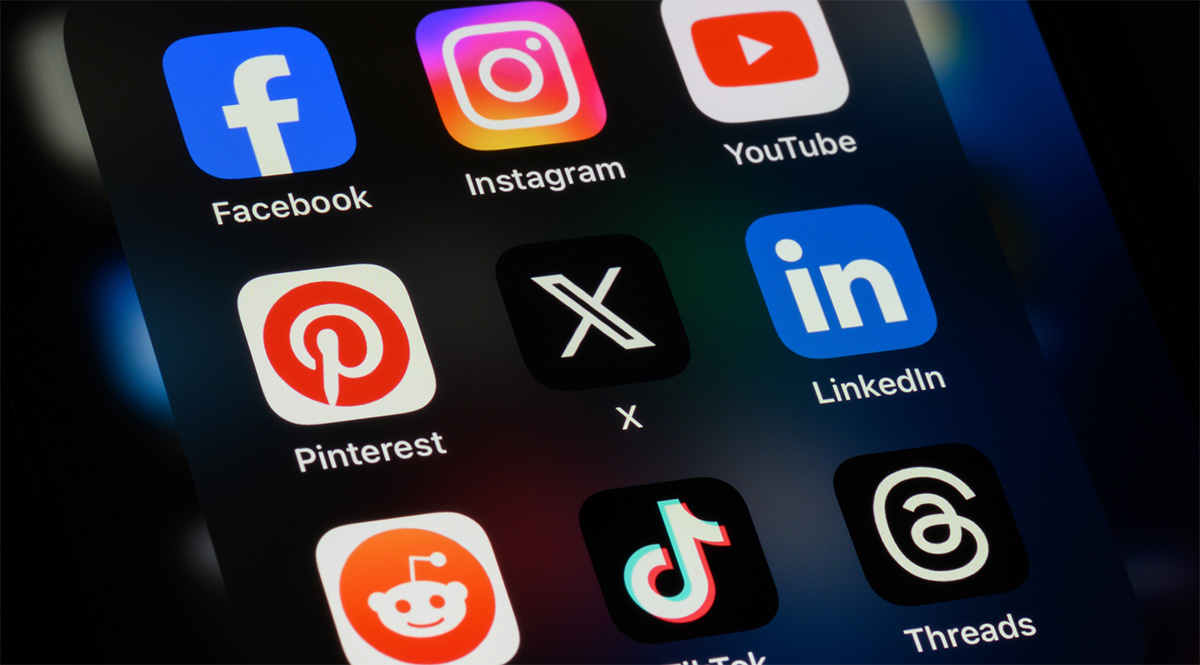 social media icons on a phone